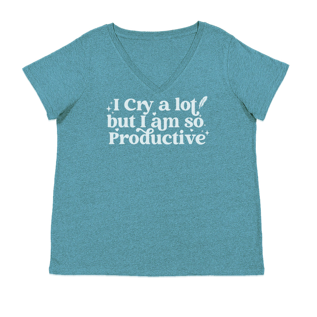 I Cry A Lot But I am So Productive TTPD Ladies V-Neck T-shirt Surf