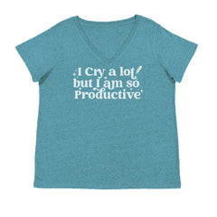 I Cry A Lot But I am So Productive TTPD Ladies V-Neck T-shirt Surf