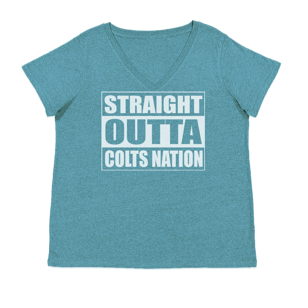 Straight Outta Colts Nation Football  Ladies V-Neck T-shirt Surf