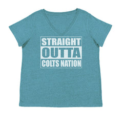 Straight Outta Colts Nation Football  Ladies V-Neck T-shirt Surf