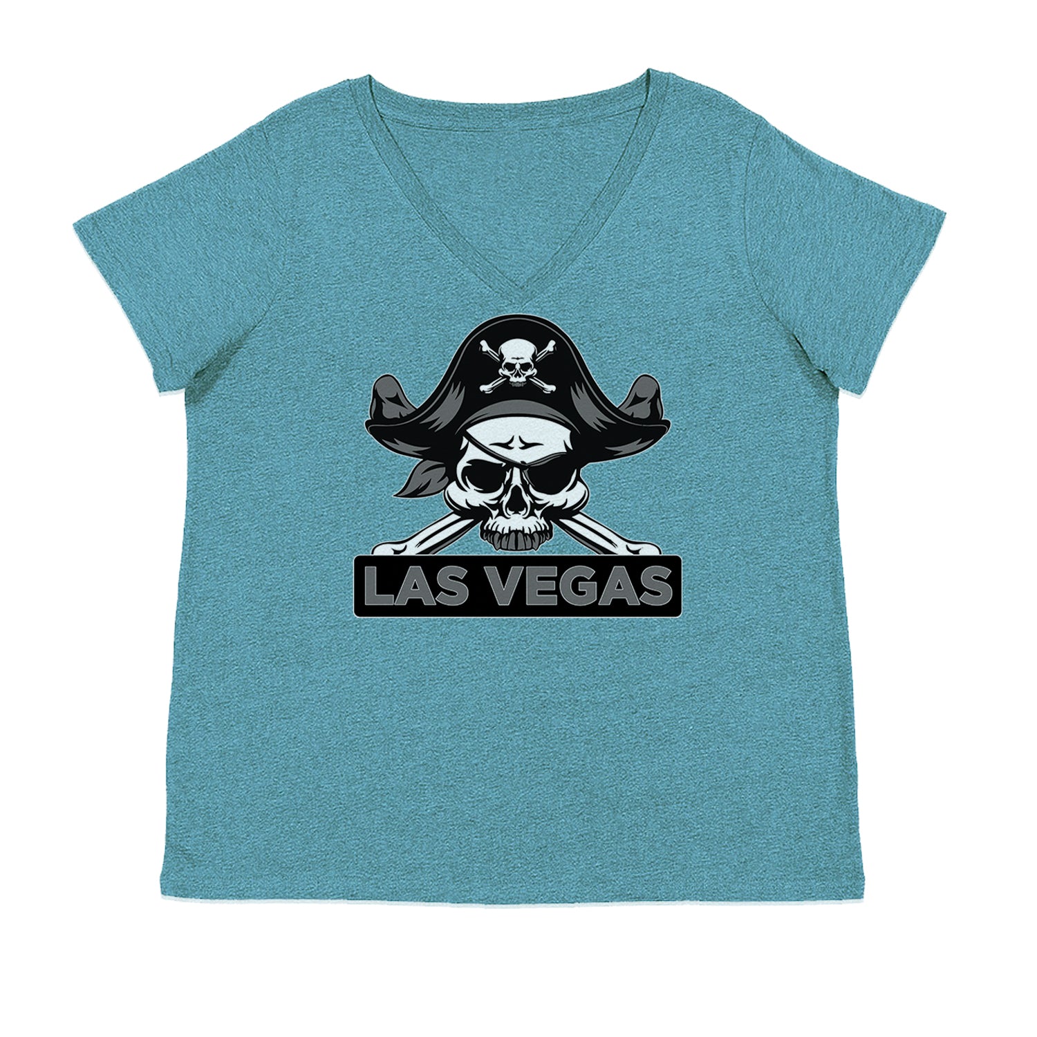 Raider Skull Straight Outta Las Vegas Ladies V-Neck T-shirt Surf