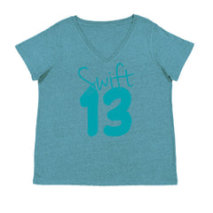 13 Swift 13 Lucky Number Era TTPD Ladies V-Neck T-shirt Surf