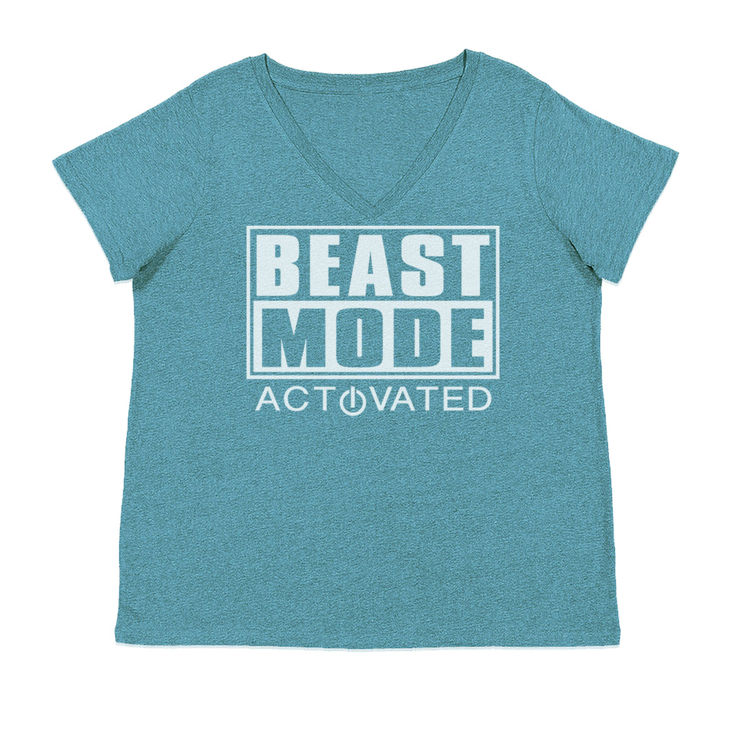 Activated Beast Mode Workout Gym Clothing Ladies V-Neck T-shirt Surf
