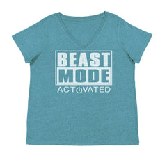 Activated Beast Mode Workout Gym Clothing Ladies V-Neck T-shirt Surf