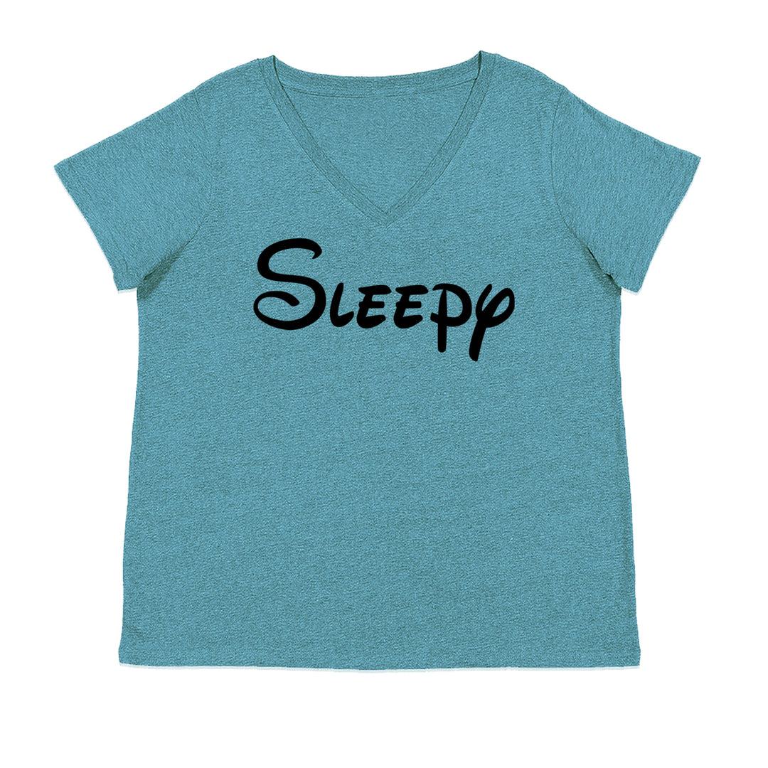 Sleepy - 7 Dwarfs Costume Ladies V-Neck T-shirt Surf