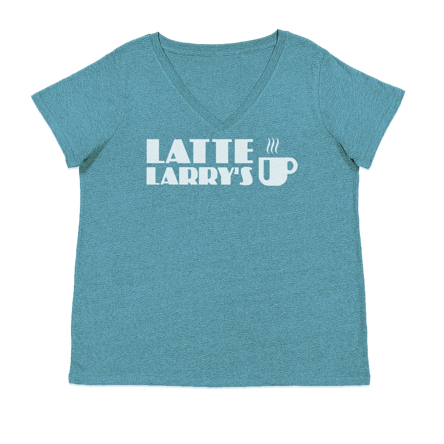 Latte Larry's Enthusiastic Coffee Ladies V-Neck T-shirt Surf