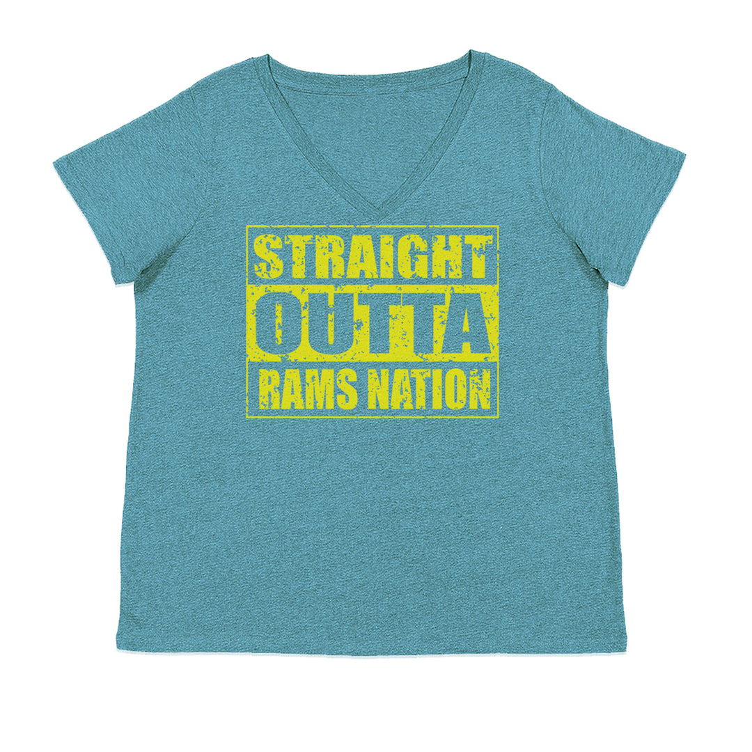 Straight Outta Rams Nation   Ladies V-Neck T-shirt Surf