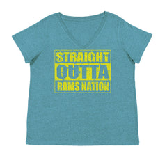 Straight Outta Rams Nation   Ladies V-Neck T-shirt Surf