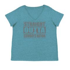 Straight Outta Cowboys Nation   Ladies V-Neck T-shirt Surf