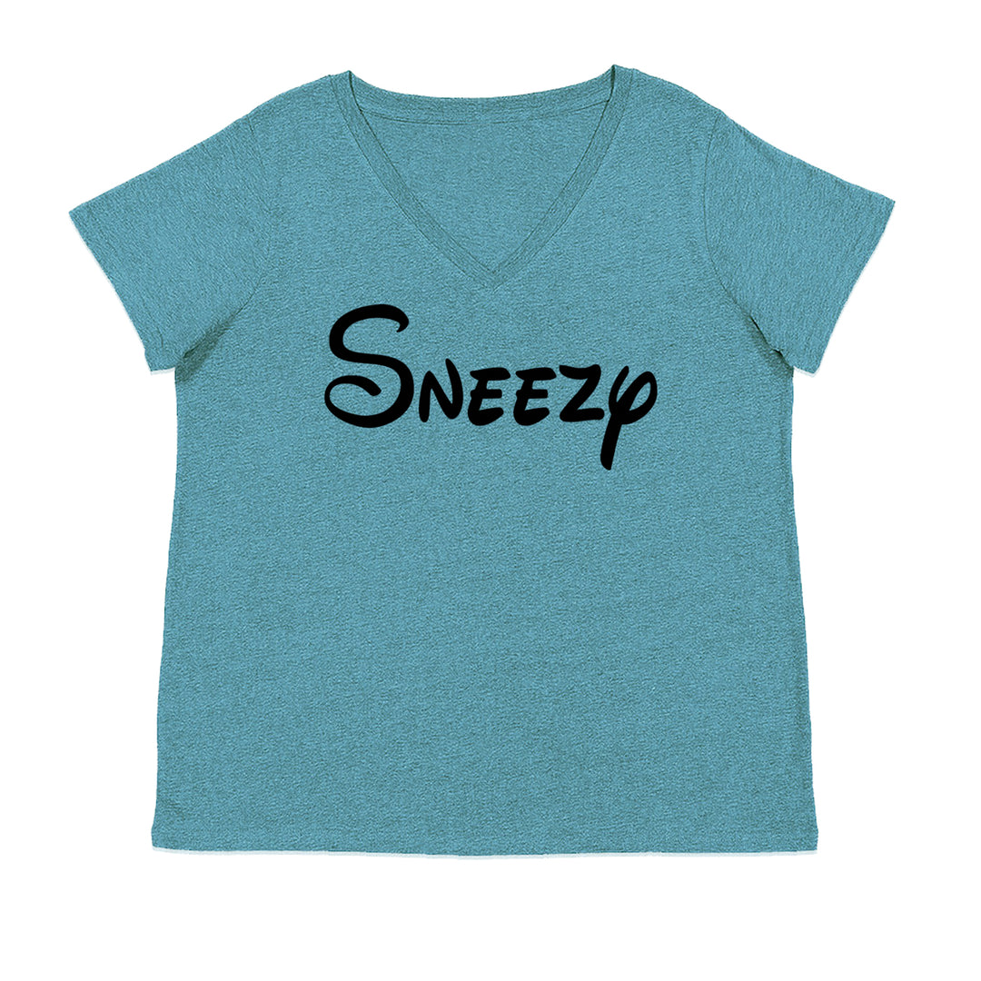 Sneezy - 7 Dwarfs Costume Ladies V-Neck T-shirt Surf