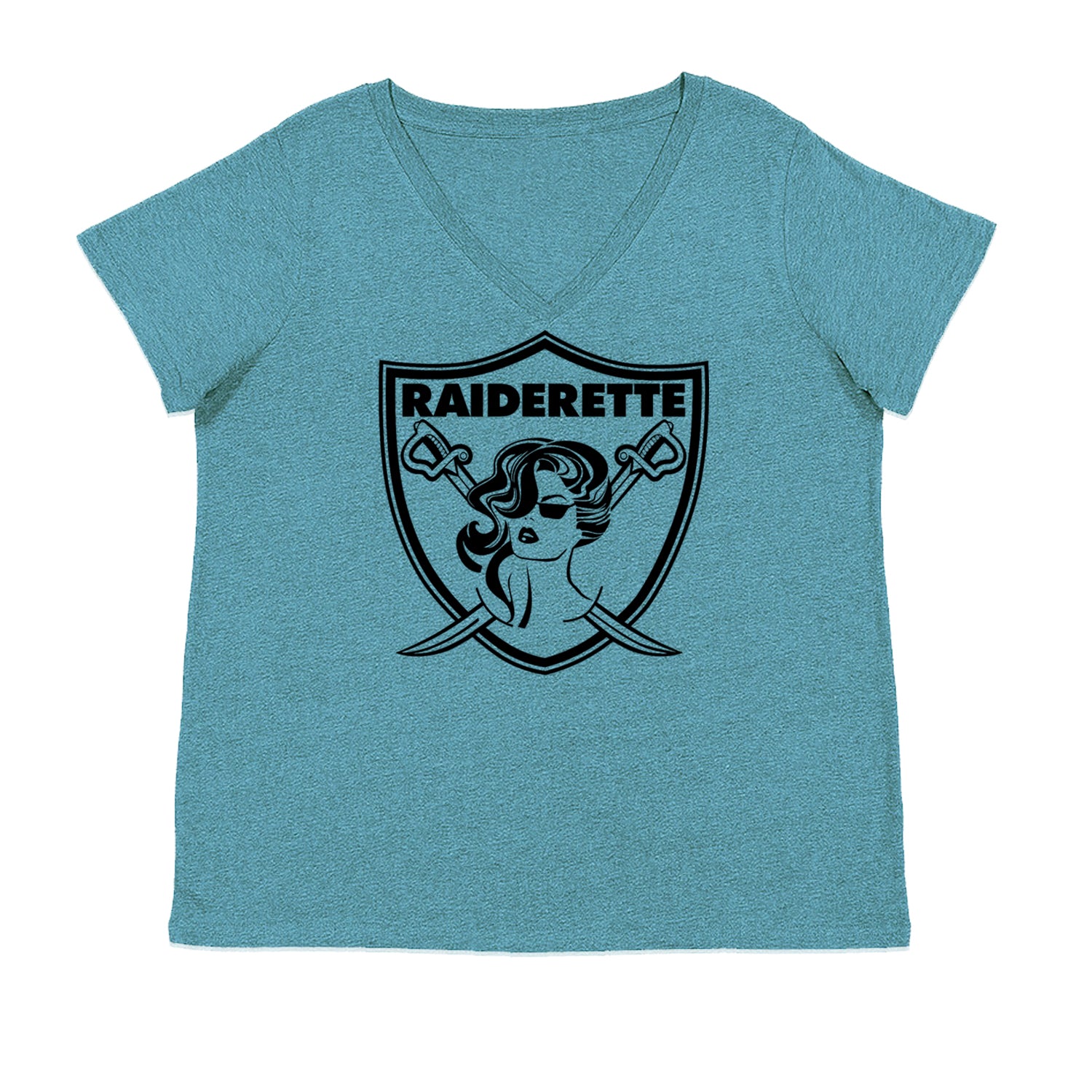 Raiderette Football Gameday Ready Ladies V-Neck T-shirt Surf