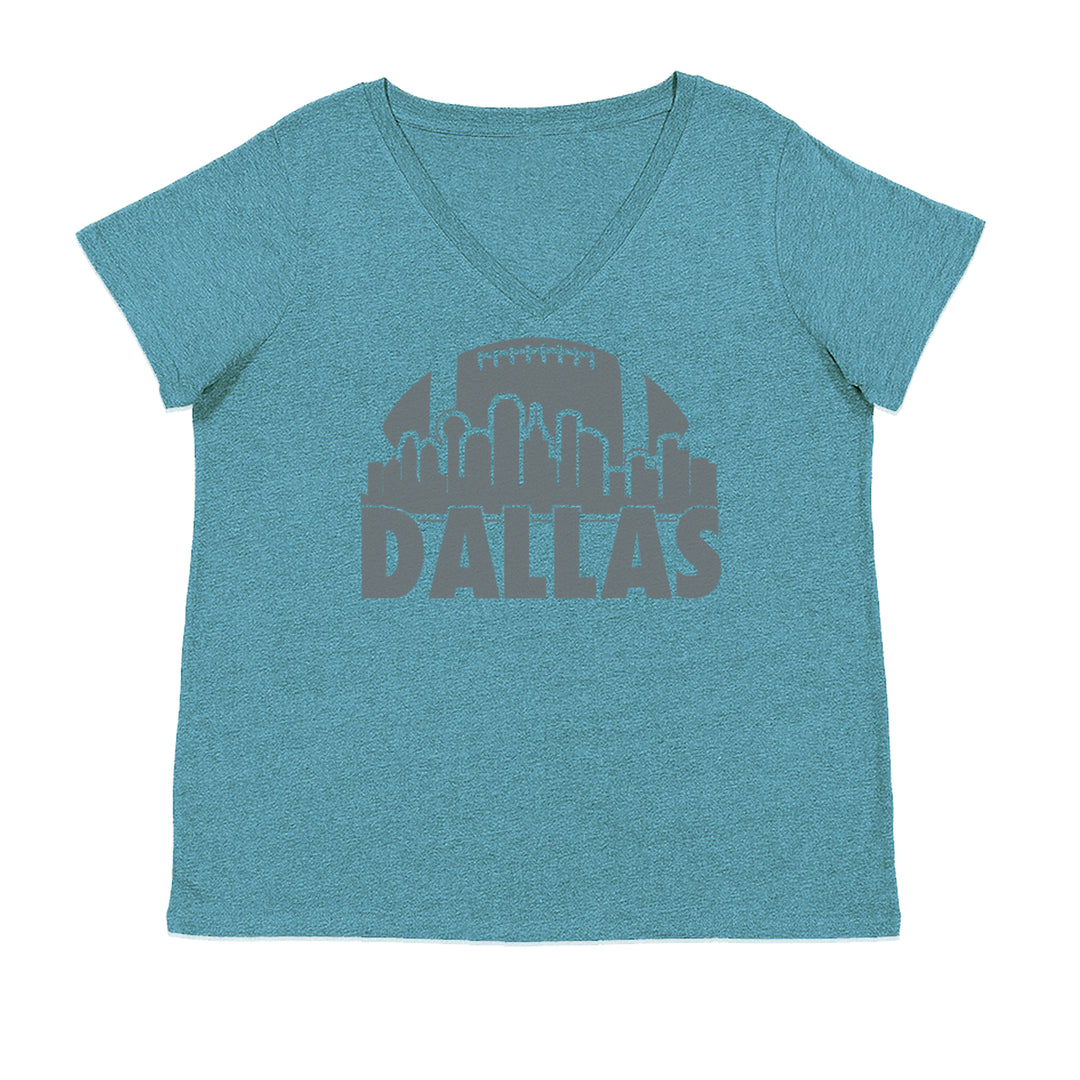 Dallas Texas Skyline Ladies V-Neck T-shirt Surf