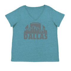 Dallas Texas Skyline Ladies V-Neck T-shirt Surf