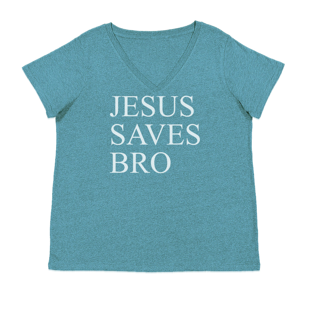Jesus Saves Bro  Ladies V-Neck T-shirt Surf