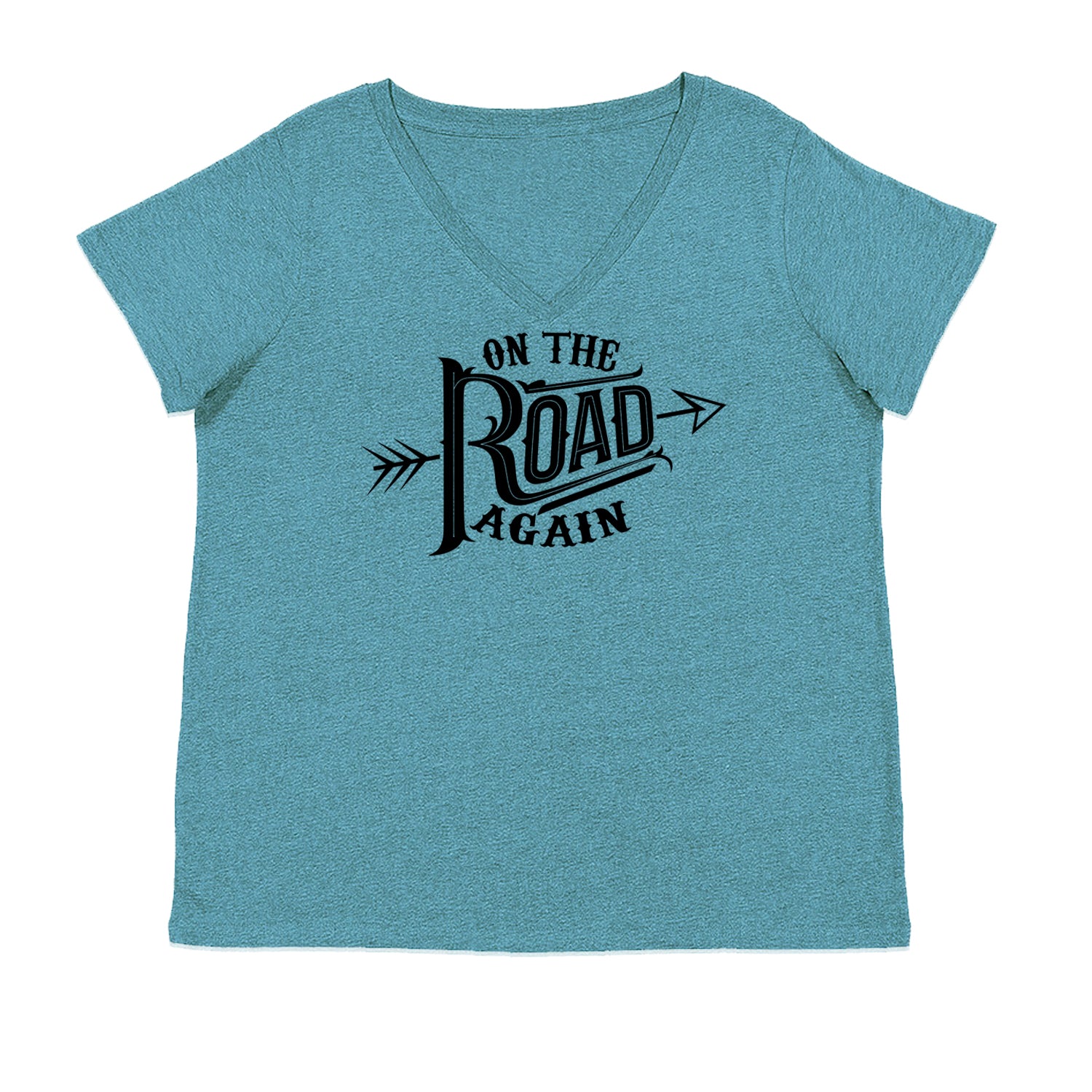 On The Road Again Hippy Country Music Ladies V-Neck T-shirt Surf