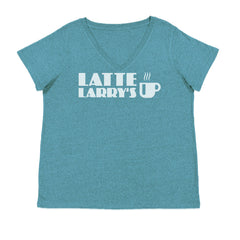 Latte Larry's Enthusiastic Coffee Ladies V-Neck T-shirt Surf