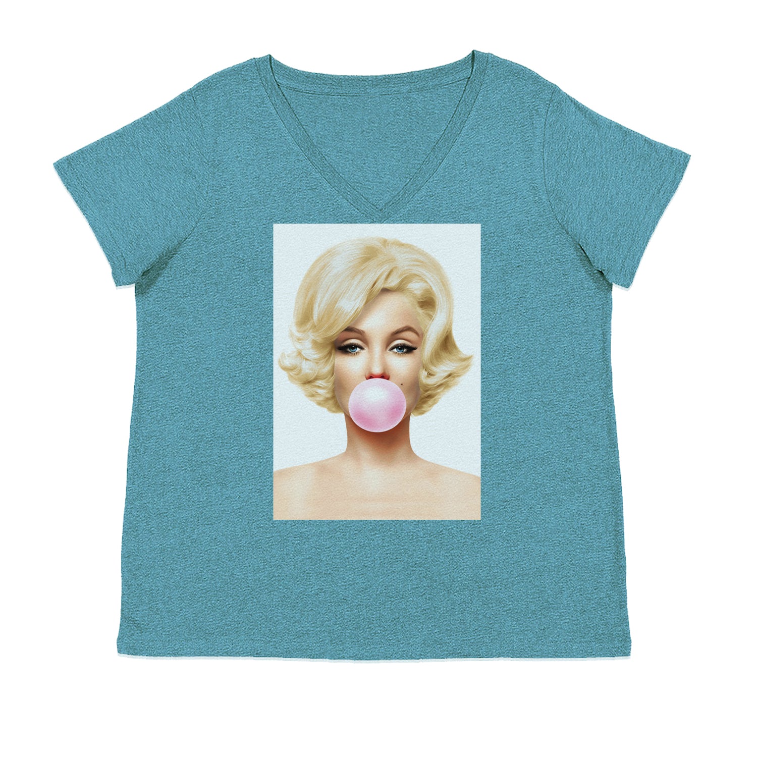 Ms. Monroe Pink Bubble Gum American Icon Ladies V-Neck T-shirt Surf