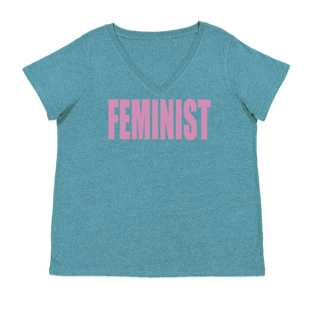 Feminist (Pink Print) Ladies V-Neck T-shirt Surf