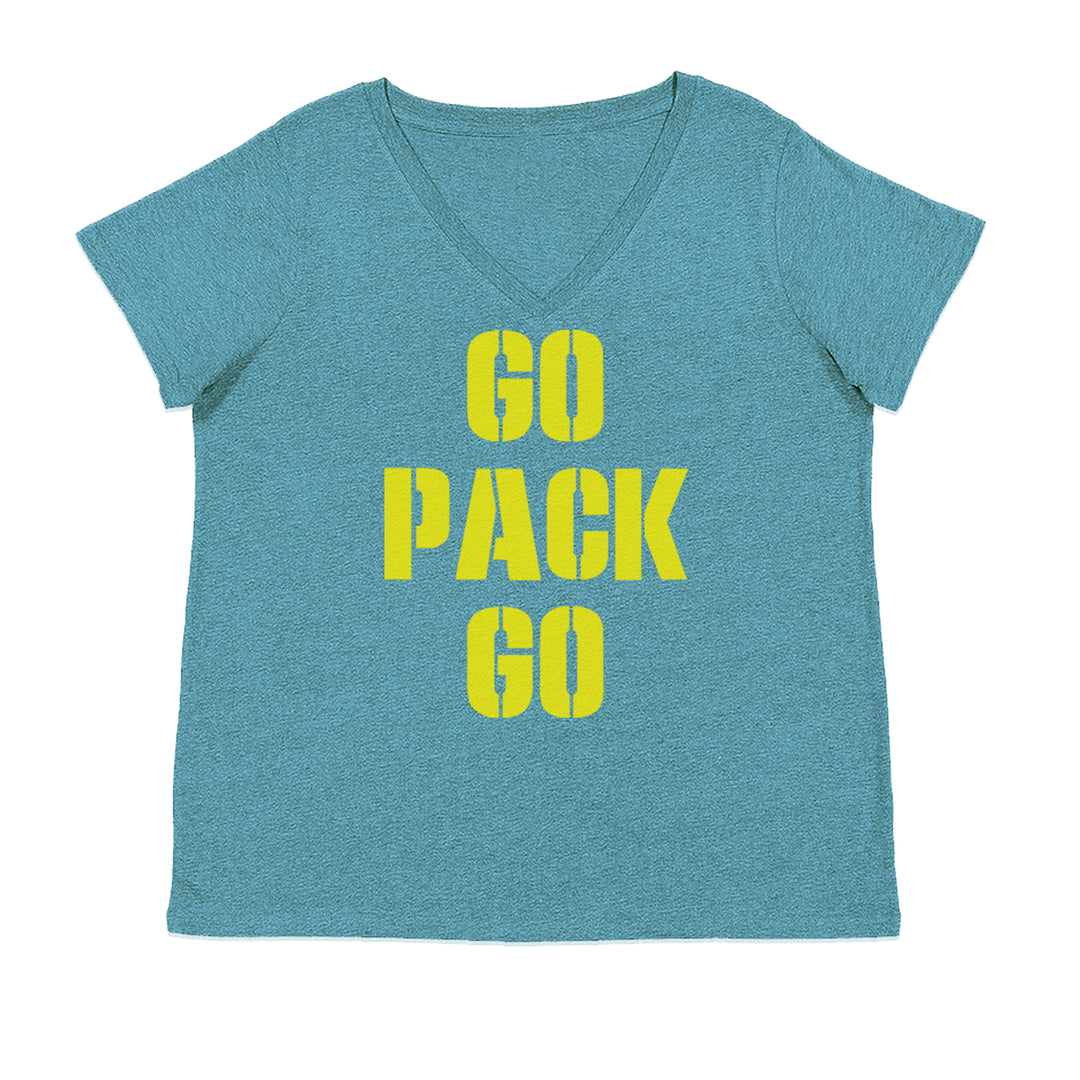 Go Pack Go Green Bay Ladies V-Neck T-shirt Surf