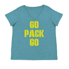 Go Pack Go Green Bay Ladies V-Neck T-shirt Surf