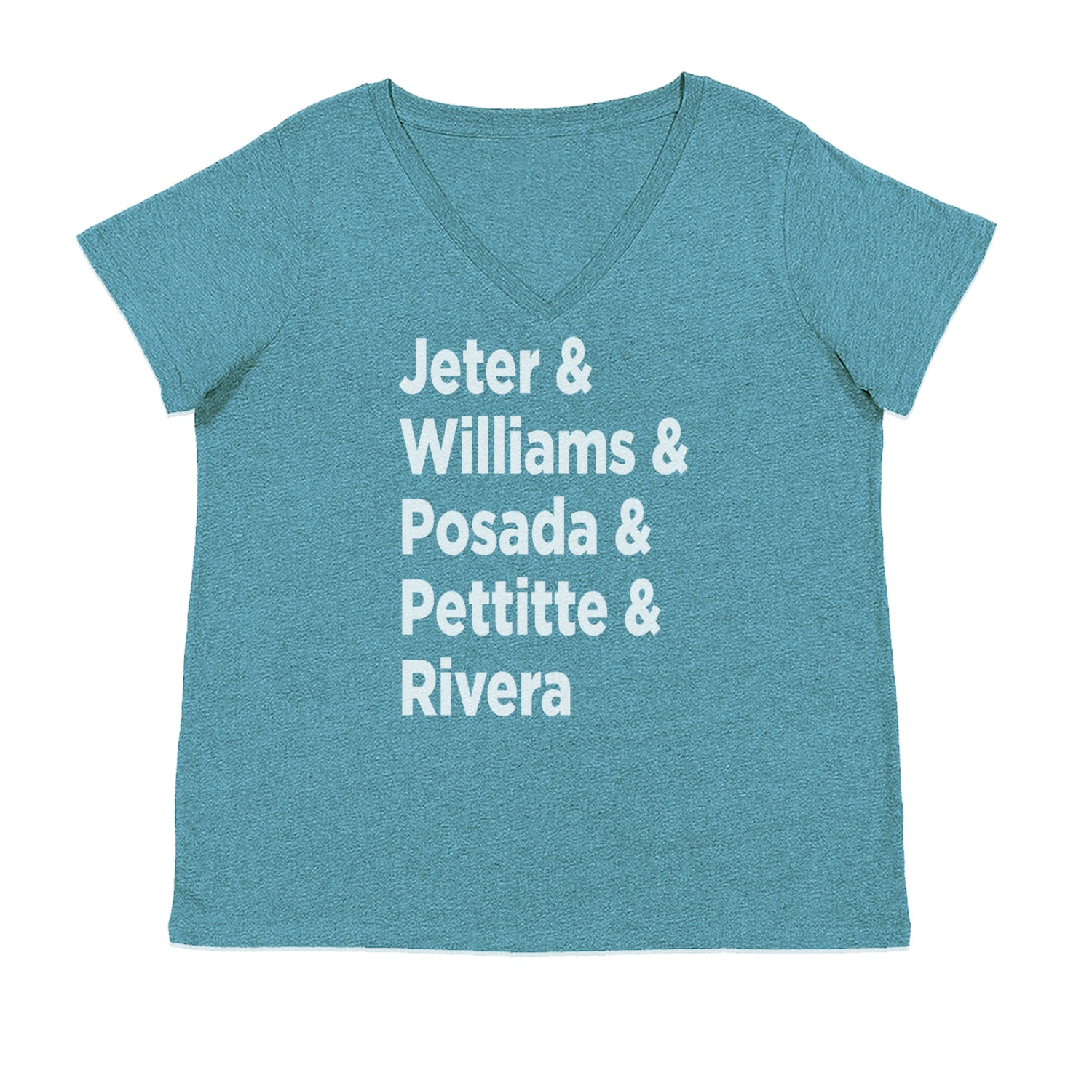 Jeter & Williams & Posada & Pettitte & Rivera Ladies V-Neck T-shirt Surf