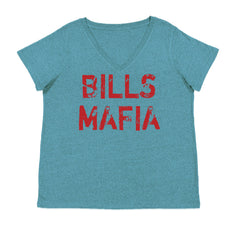 Distressed Bills Mafia Football Ladies V-Neck T-shirt Surf