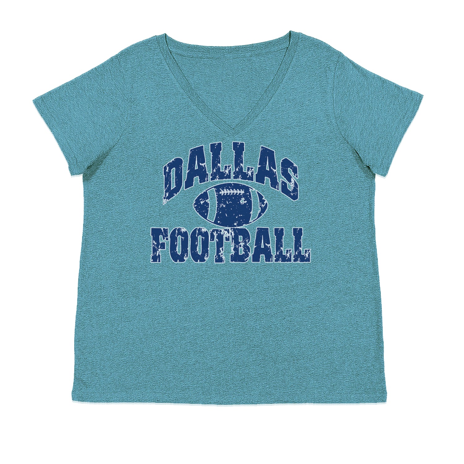 Dallas Distressed Football Ladies V-Neck T-shirt Surf