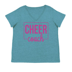 Cheer Coach Cheerleader Ladies V-Neck T-shirt Surf