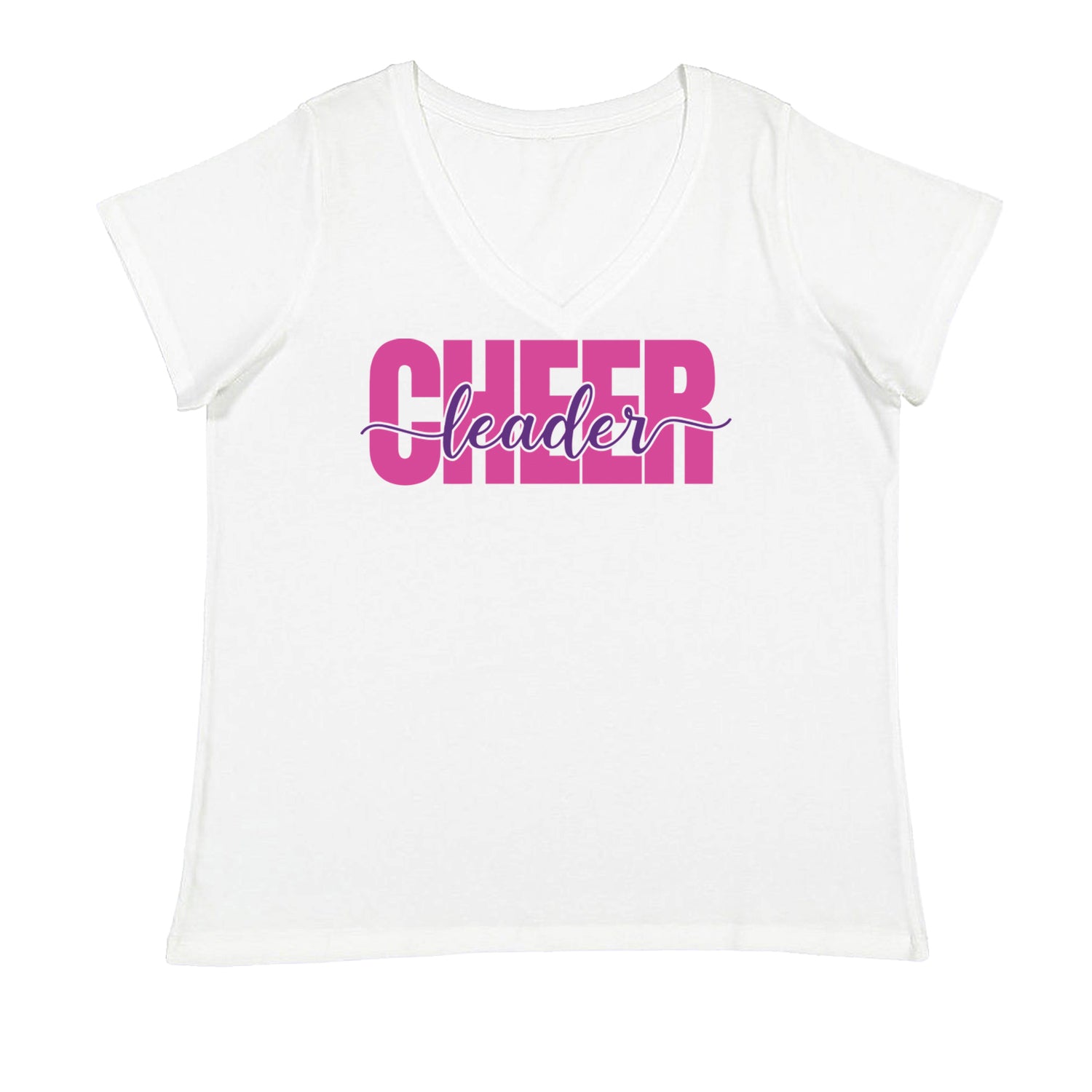 Cheerleader with Scripted Flair Ladies V-Neck T-shirt White