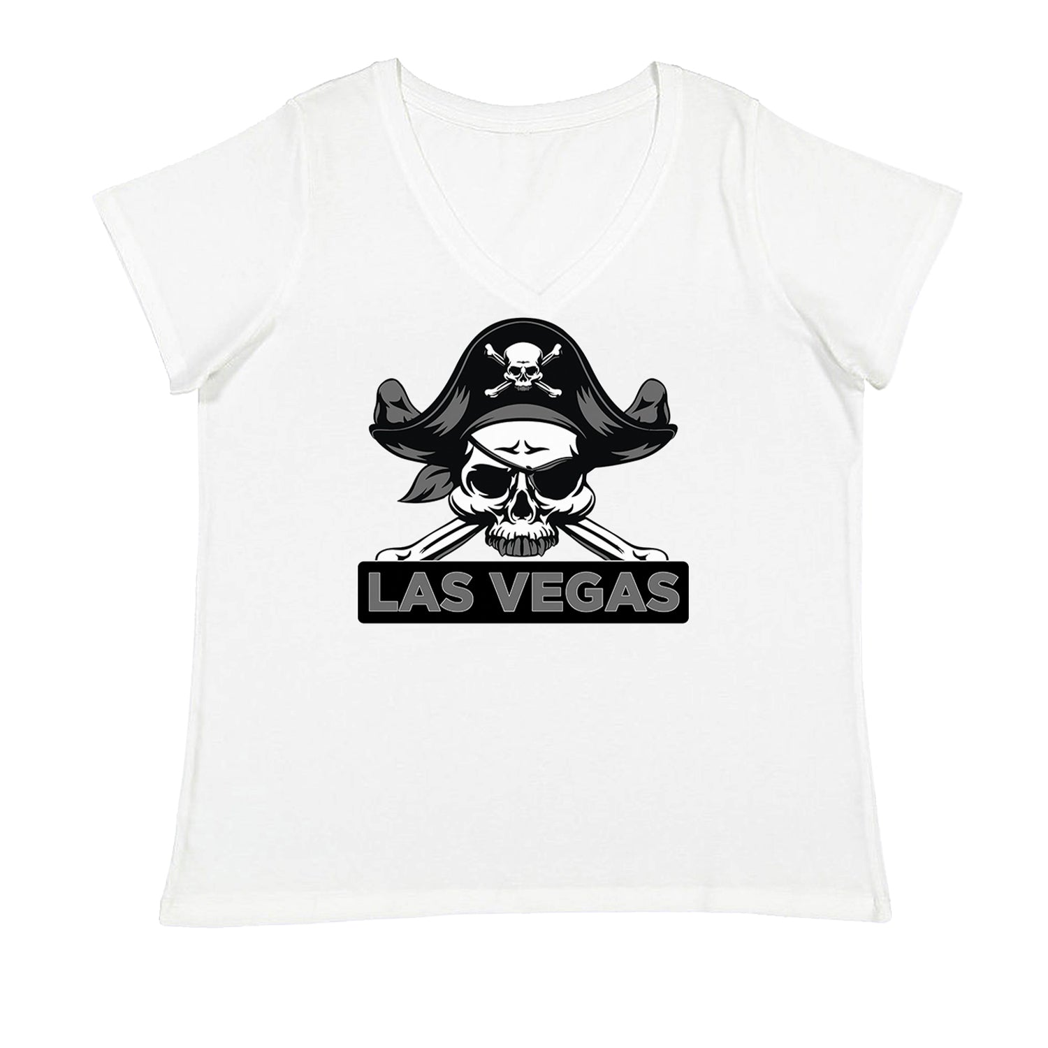 Raider Skull Straight Outta Las Vegas Ladies V-Neck T-shirt White