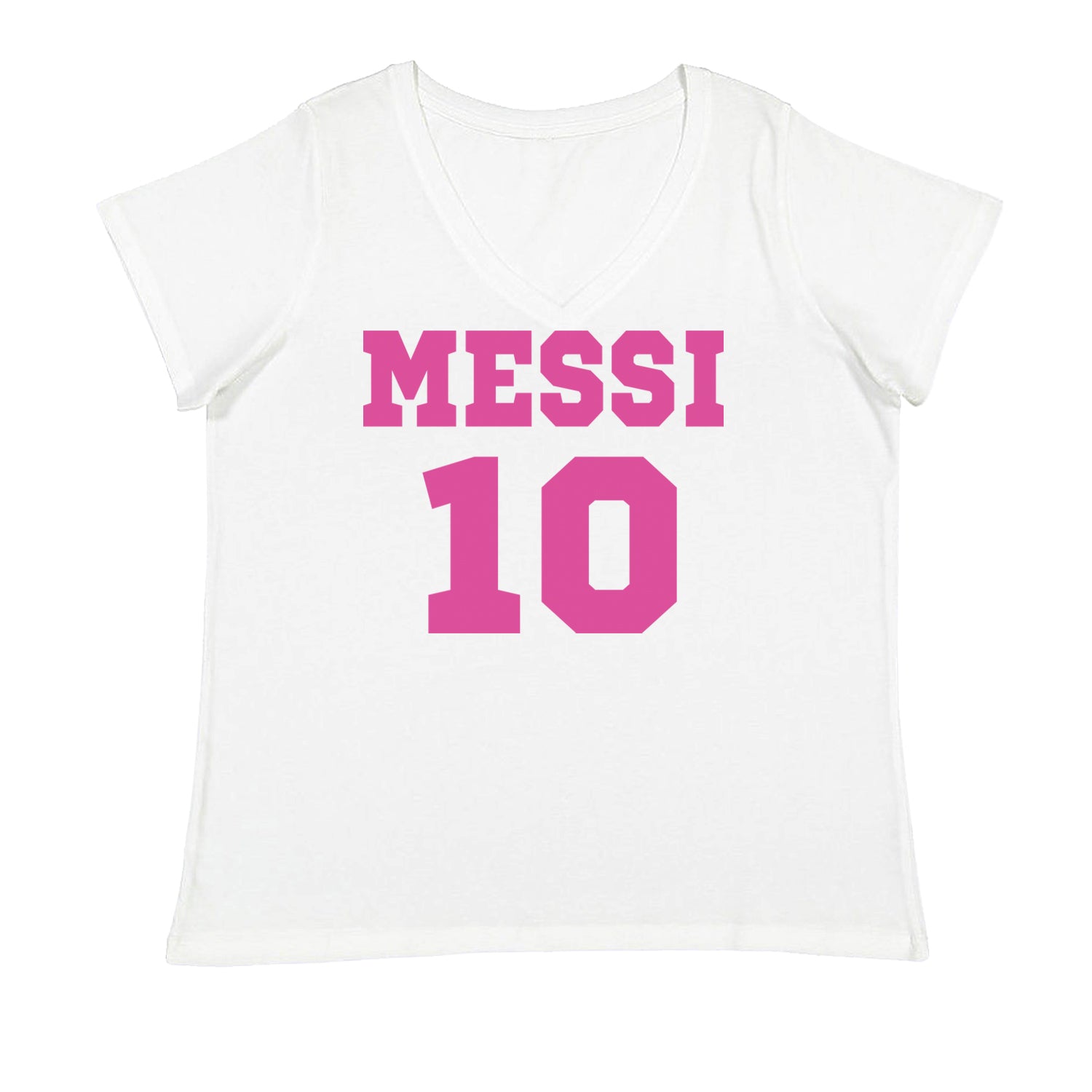 Messi World Soccer Futbol Messiami Ladies V-Neck T-shirt White