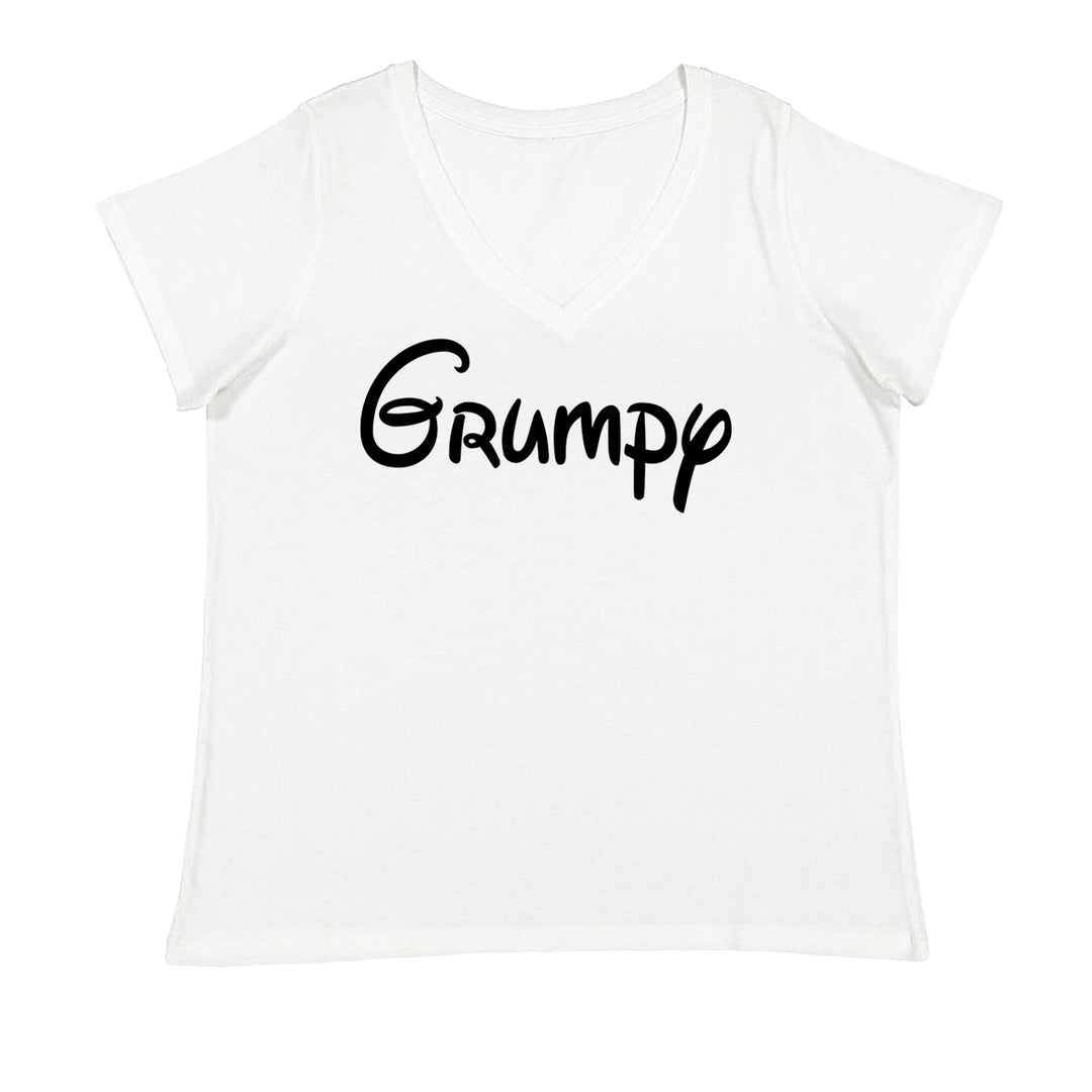 Grumpy - 7 Dwarfs Costume Ladies V-Neck T-shirt White