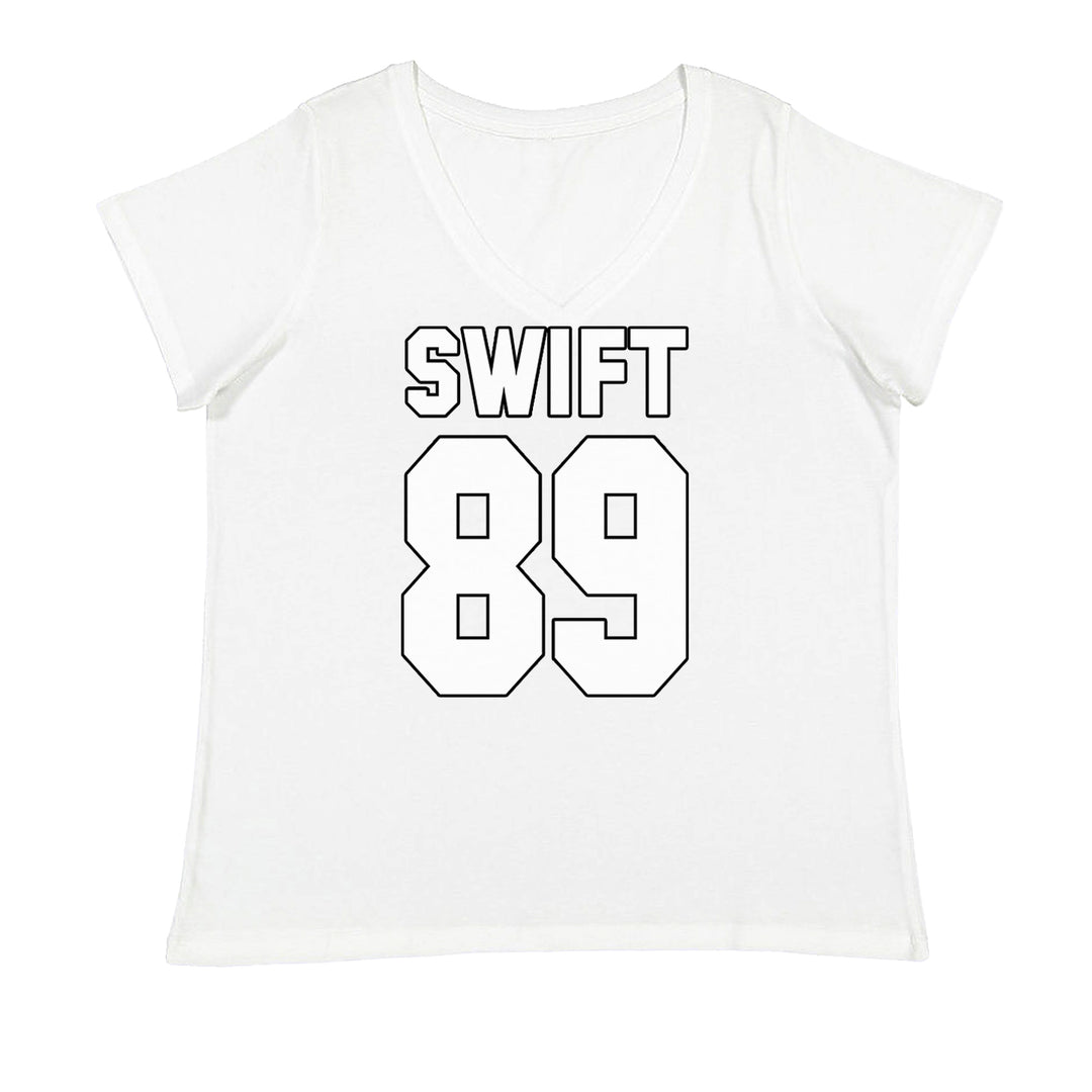 Swift 89 Birth Year Music Fan Era Poets Department Lover Ladies V-Neck T-shirt White