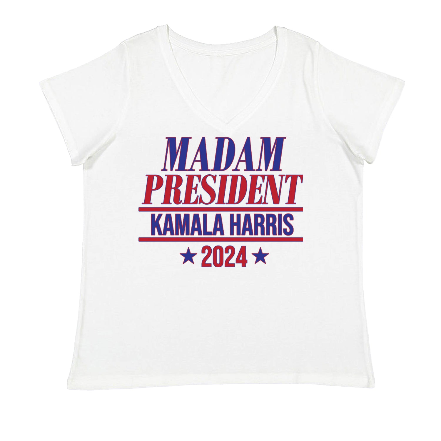 Madam President - Support kamala Harris For President 2024 Ladies V-Neck T-shirt White