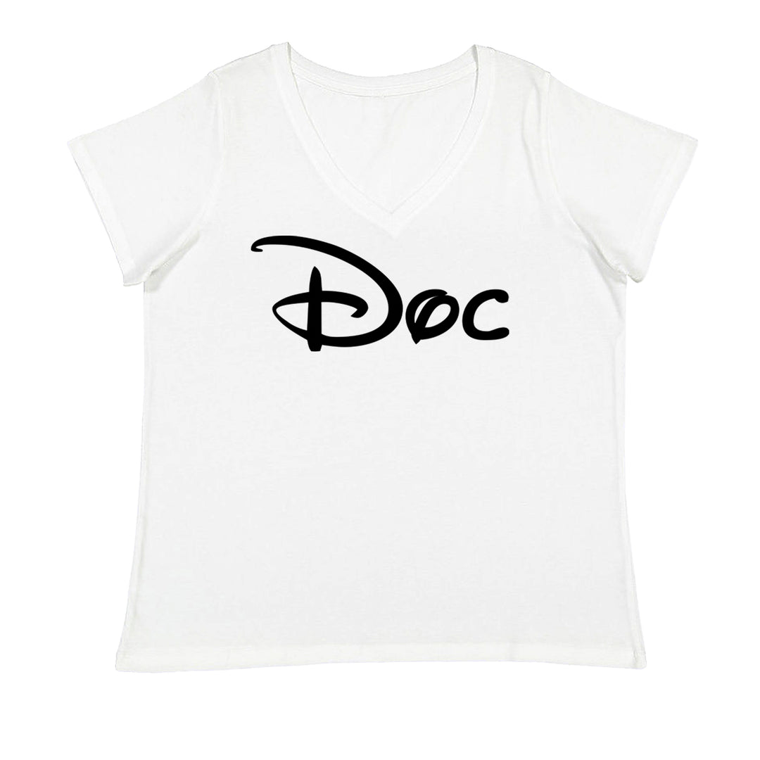 Doc - 7 Dwarfs Costume Ladies V-Neck T-shirt White