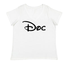 Doc - 7 Dwarfs Costume Ladies V-Neck T-shirt White