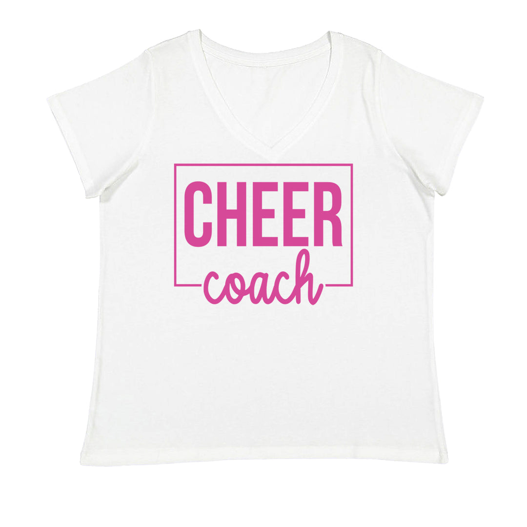 Cheer Coach Cheerleader Ladies V-Neck T-shirt White