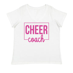Cheer Coach Cheerleader Ladies V-Neck T-shirt White