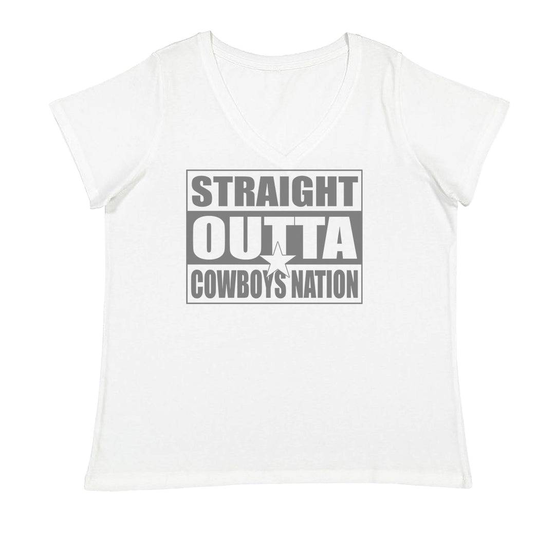 Straight Outta Cowboys Nation   Ladies V-Neck T-shirt White