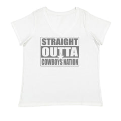 Straight Outta Cowboys Nation   Ladies V-Neck T-shirt White