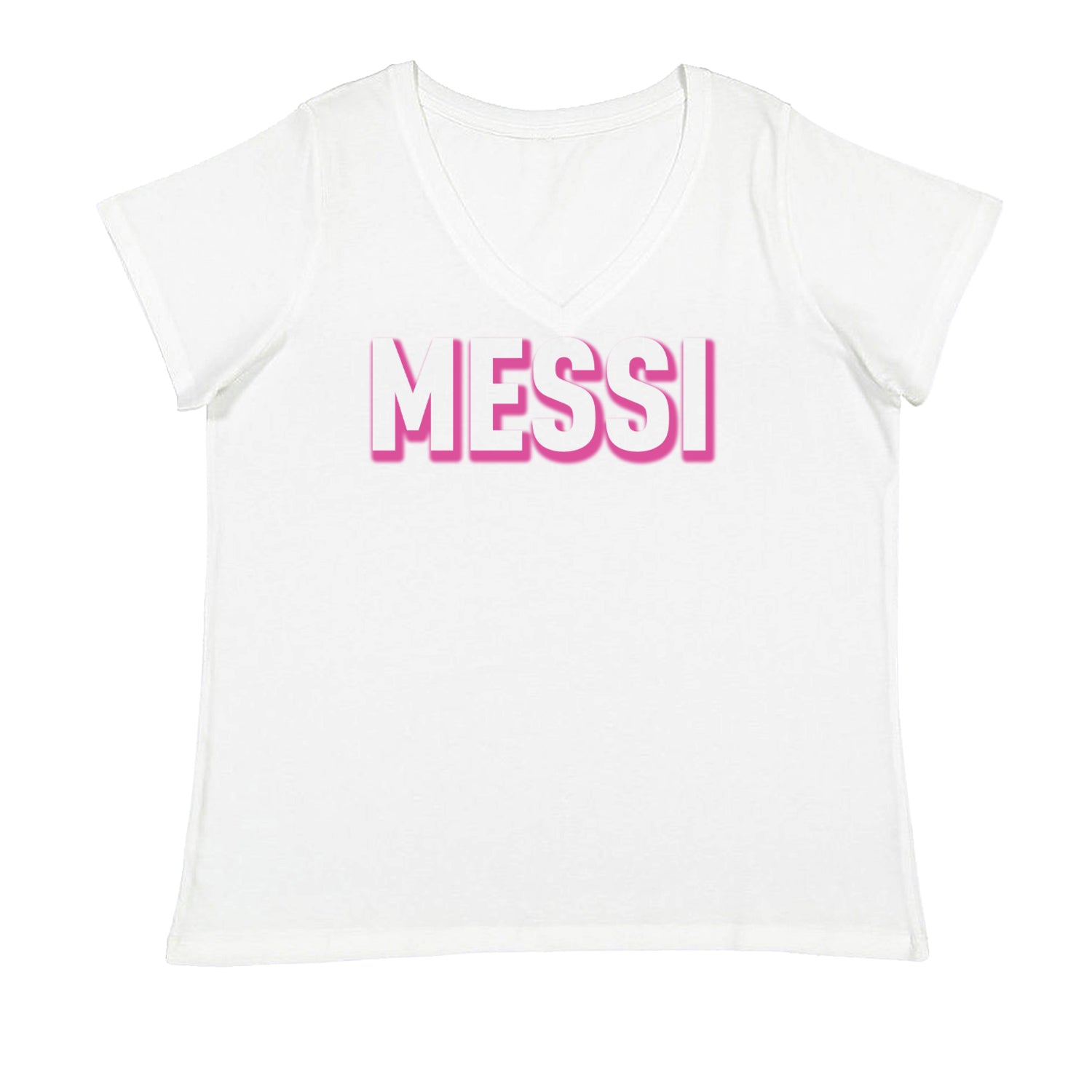 Messi OUTLINE Miami Futbol Ladies V-Neck T-shirt White