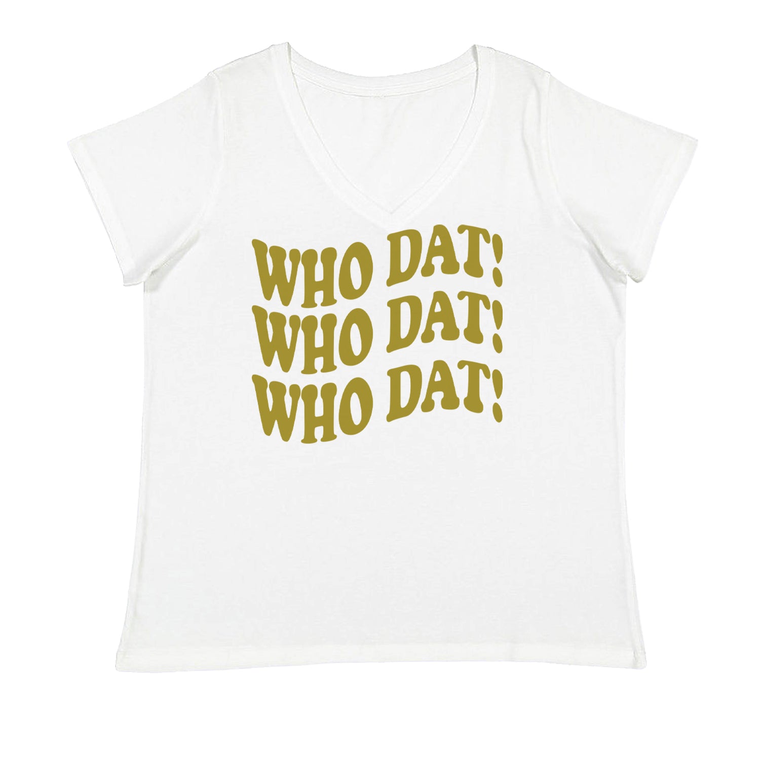 Who Dat Wavy Design Who Dat Nation Ladies V-Neck T-shirt White