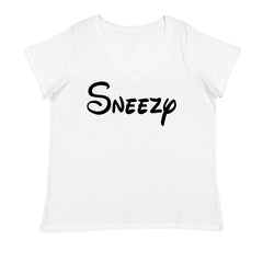 Sneezy - 7 Dwarfs Costume Ladies V-Neck T-shirt White