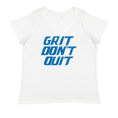 Grit Don't Quit Detroit Grit Ladies V-Neck T-shirt White
