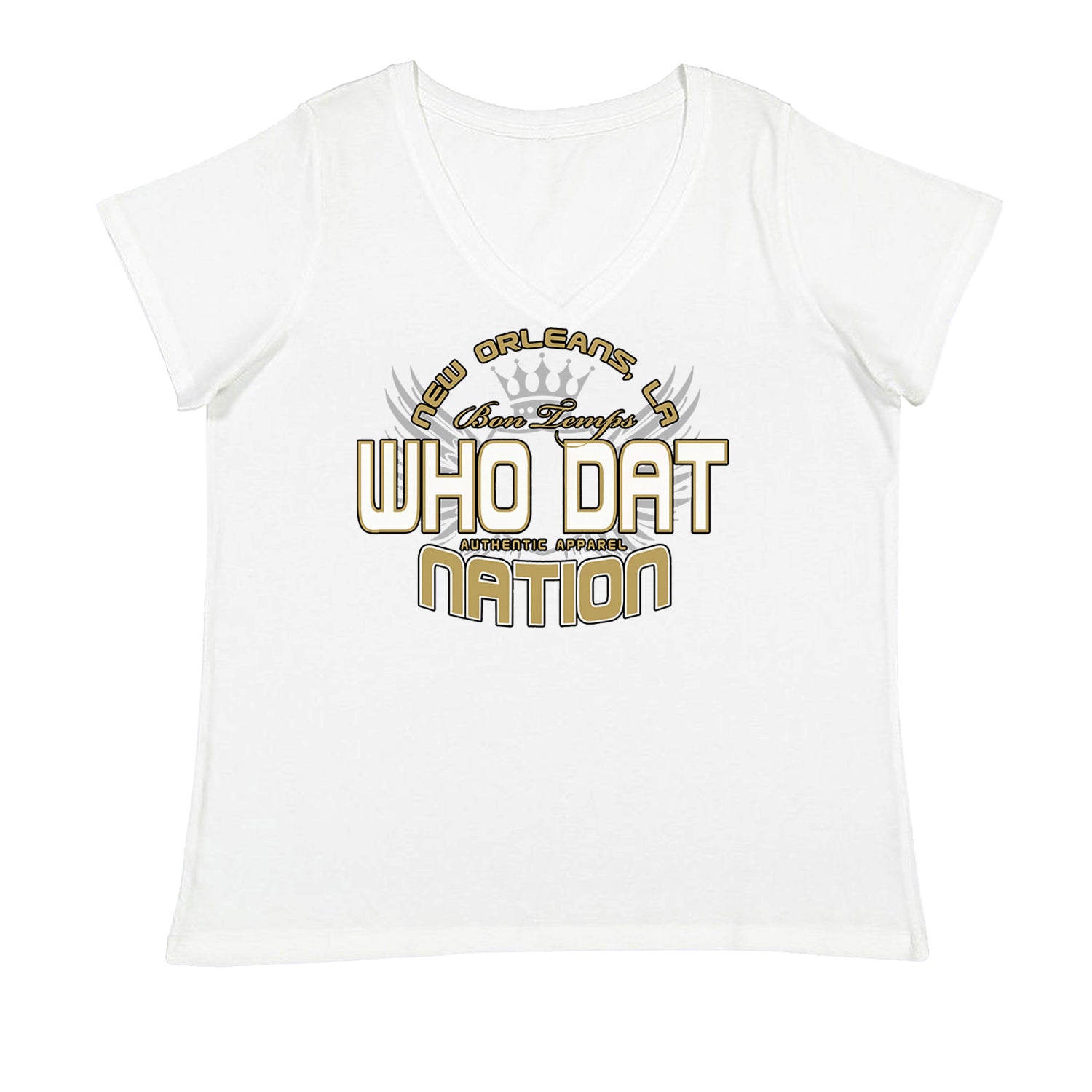 Who Dat Nation New Orleans (Color) Ladies V-Neck T-shirt White