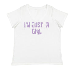 I'm Just A Girl Guts Music Ladies V-Neck T-shirt White