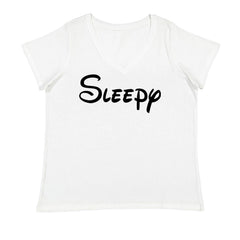 Sleepy - 7 Dwarfs Costume Ladies V-Neck T-shirt White