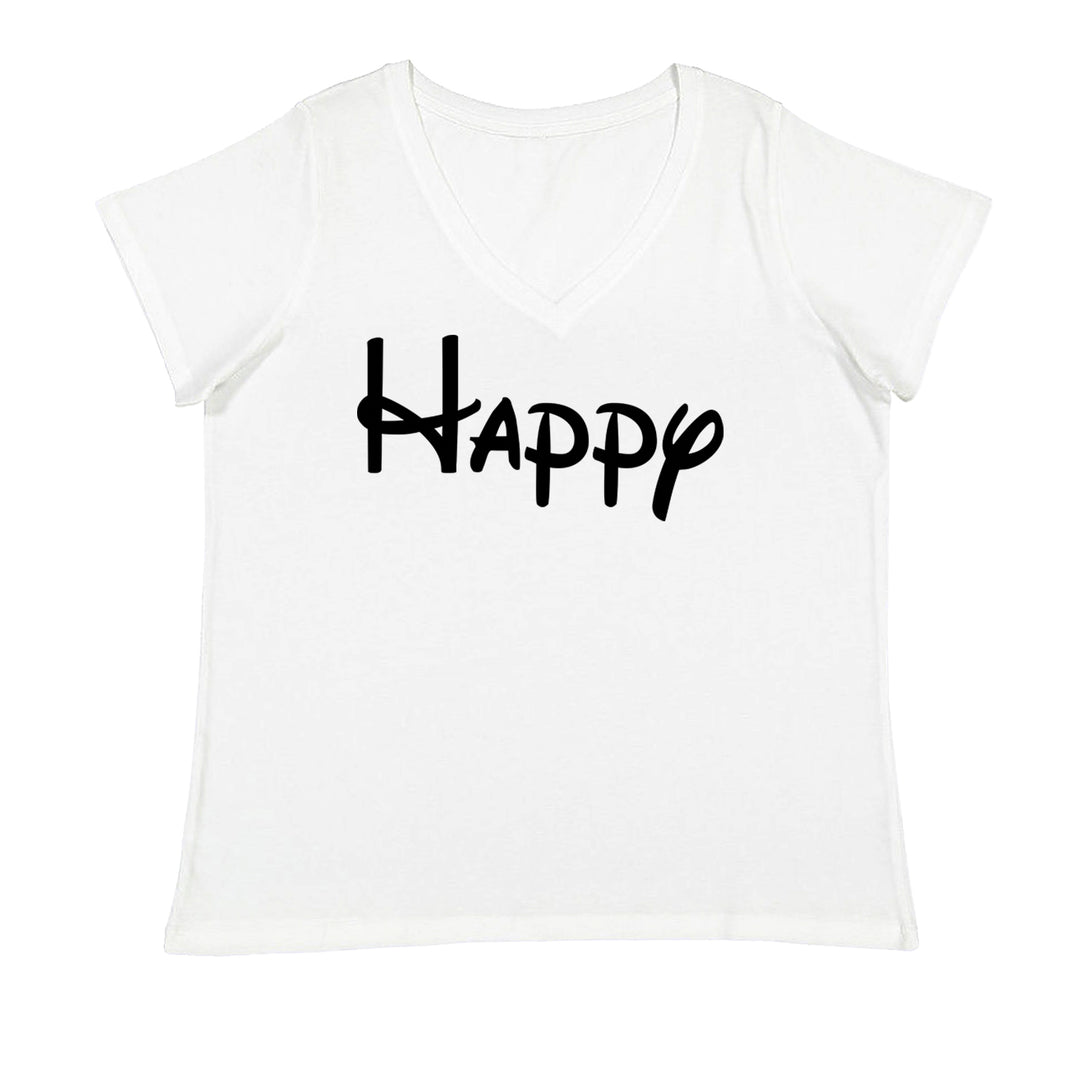 Happy - 7 Dwarfs Costume Ladies V-Neck T-shirt White