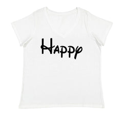 Happy - 7 Dwarfs Costume Ladies V-Neck T-shirt White