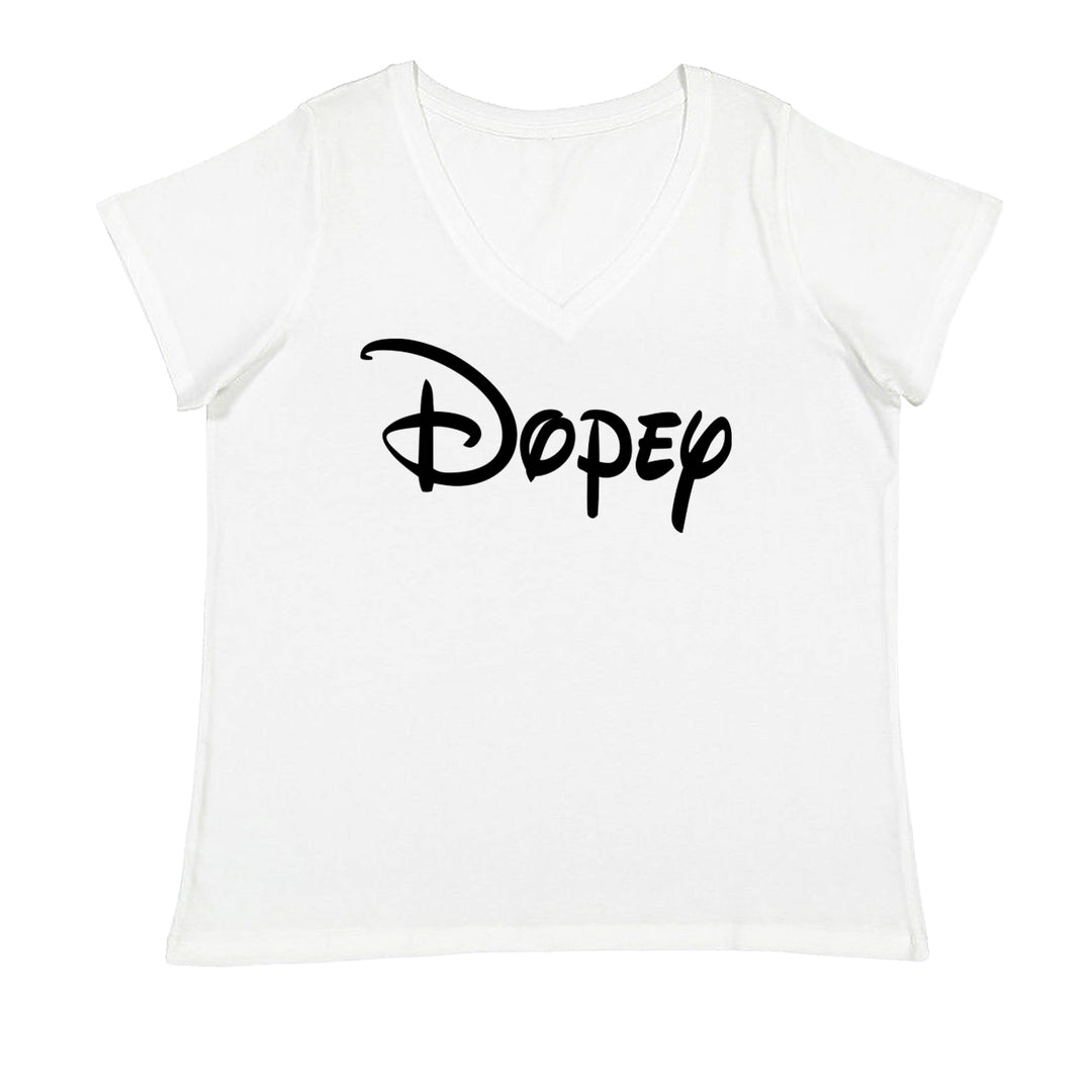 Dopey - 7 Dwarfs Costume Ladies V-Neck T-shirt White